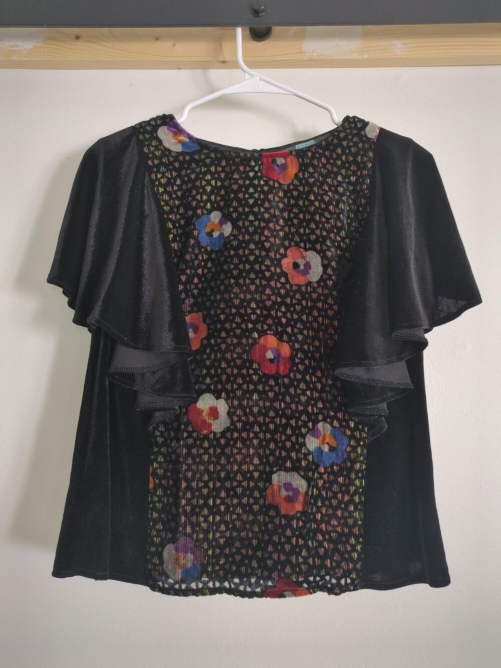Anthropologie Eva Franco Velvet Floral Top